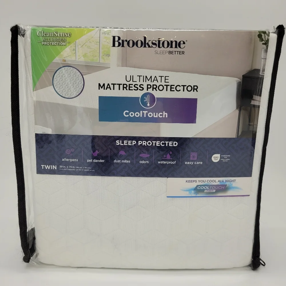 Brookstone Ultimate Mattress Protector Cool Touch Waterproof Cover Twin Size NEW